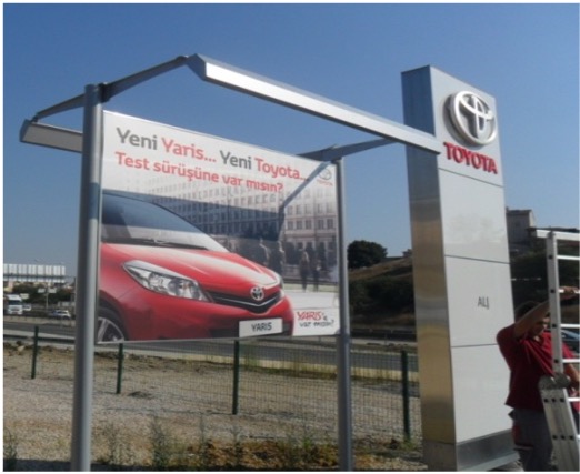 Showroom interior with brand wall